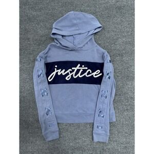 Justice Active Girls Hoodie Long Sleeve Blue Logo Ribbed Cuffs Size 10‎